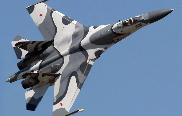 Picture The plane, Russia, Camouflage, The Russian air force, The Russian multirole fighter, Sukhoi Su-27SKM, Su-27SKM