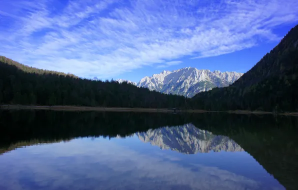 Picture reflection, mountain, Karwendel, The middle of the forest