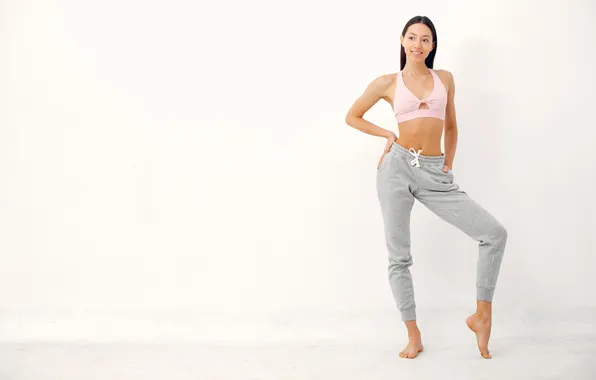 Picture girl, studio, beautiful, yoga, engaged