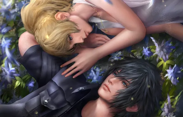 Picture The moon, art, pair, two, Final Fantasy XV, Noctis