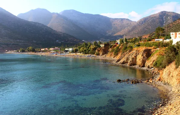 Sea, beach, mountains, nature, home, Greece, the sky., Greece