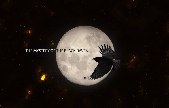 The sky, space, stars, the moon, moon, Raven, black Raven