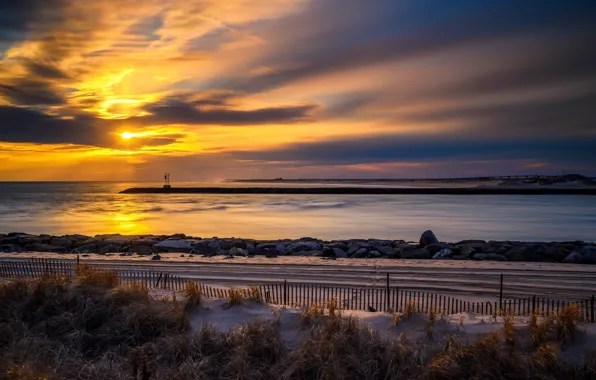 Picture sea, sunset, shore