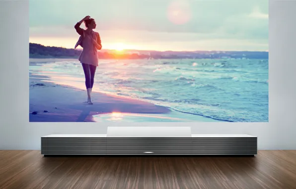 Girl, sunset, Sony, hi-tech, hq Wallpapers, projector, LSPX-W1