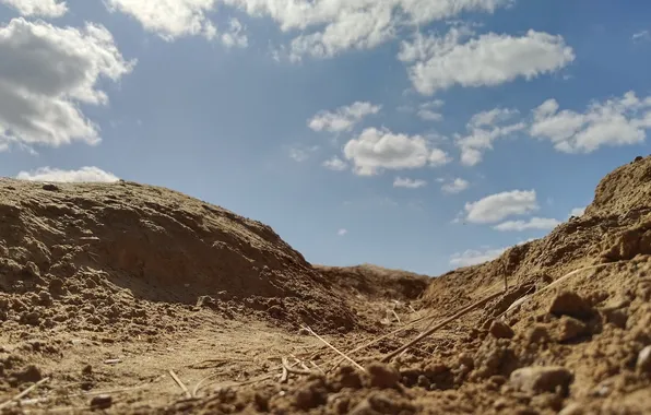 Sand, the sky, mountains, heat, sky, stone, sun, sand