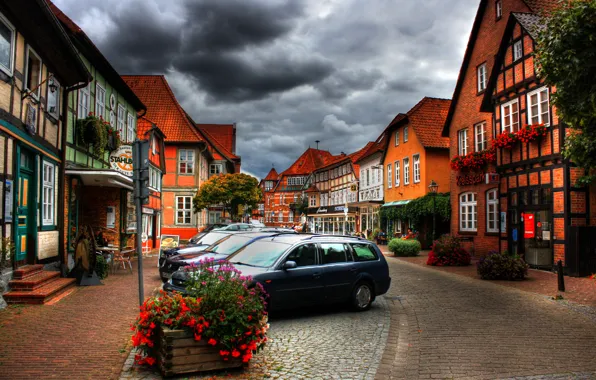 Picture machine, the sky, clouds, flowers, clouds, the city, people, people