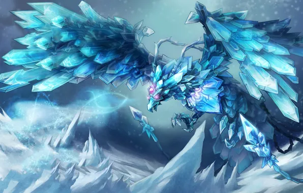 Cold, snow, bird, magic, ice, crystals, league of legends, Anivia