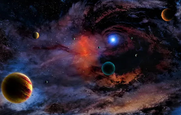 Nebula, the universe, planet