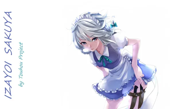 Look, white background, braids, knives, uniform, the maid, bezel, bent