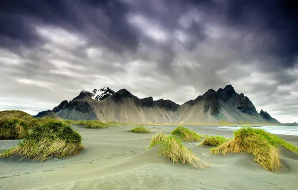 Mountains, spring, Iceland, Cape, Have stokksnes
