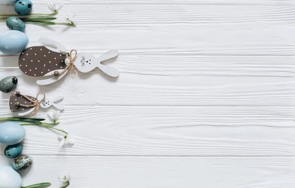 Flowers, Rabbit, Easter, Holiday, figure, Snowdrops