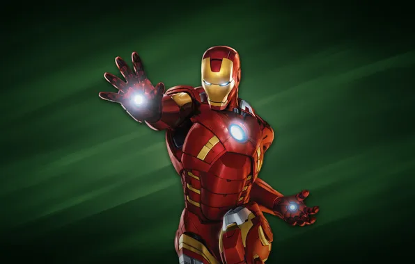 Green background, iron man, iron man, red armor