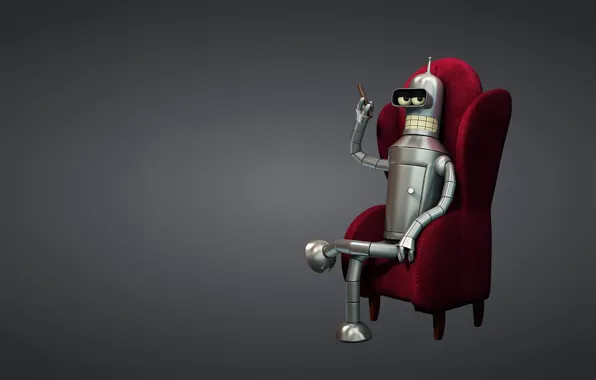 Red, robot, chair, cigar, Futurama, Futurama, Bender Bending Rodriguez, A Bender Bender Rodriguez