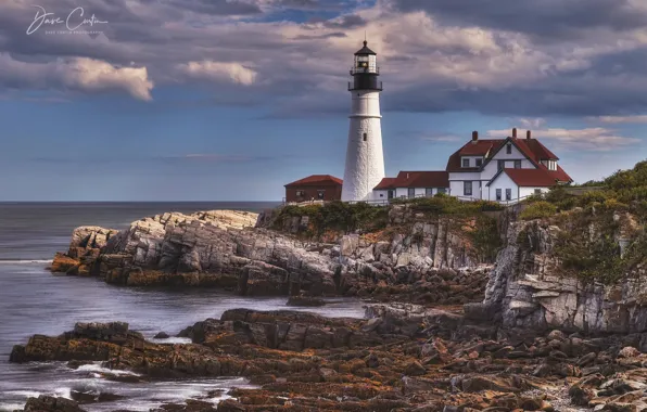 The sky, landscape, nature, lighthouse, beauty