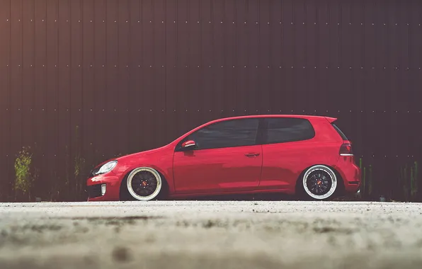 Picture Volkswagen, red, golf, gti, bbs, mk6