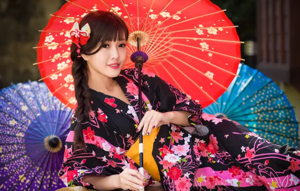 Picture look, girl, style, umbrella