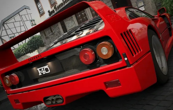 Red, Auto, Machine, Ferrari, Ferrari, F40, Graphics, Supercar