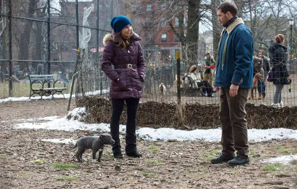 Autumn, girl, dog, male, Tom Hardy, Tom Hardy, The Drop