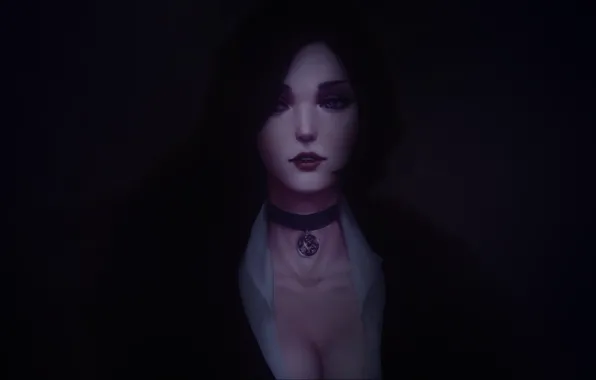 Chest, eyes, girl, background, pendant, The Witcher, the enchantress, Yennifer