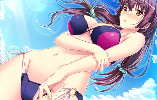 Picture girl, sexy, Cameltoe, cleavage, long hair, boobs, anime, beautiful
