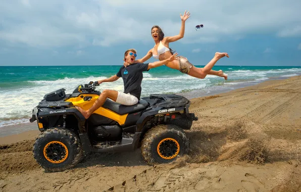 Sand, sea, beach, flight, ATV