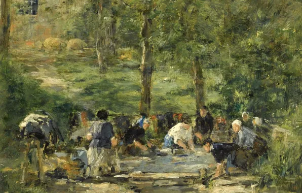 Picture, Eugene Boudin, Eugene Boudin, The Laun Place of White Horse at Trouville