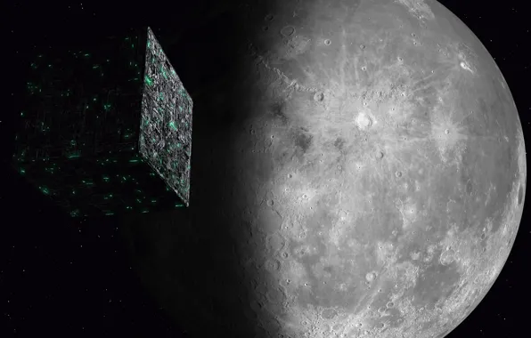 Space, the moon, space, moon, Star Trek, kosmos, Star trek, Borg Cube