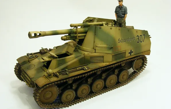 Picture Model, 105-mm howitzer leFH18, Professional hobby, Artillery, Class self-propelled howitzers, (SAU), (OSA), German