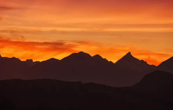 Sunset, The sky, Clouds, The evening, Mountains, Sunrise, Mountain, Morning