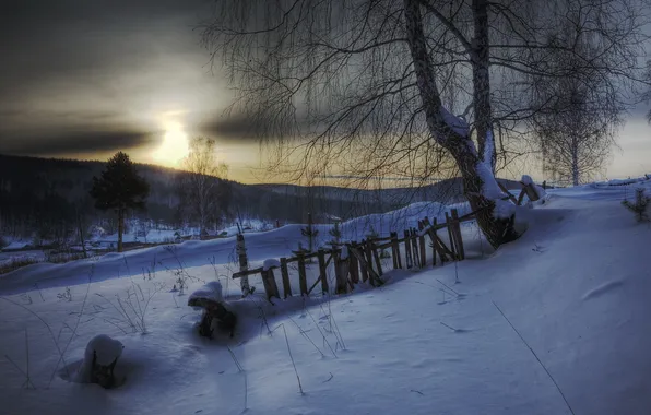 Picture winter, landscape, night