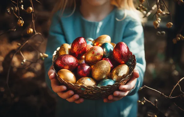 Light, branches, nature, holiday, bright, Shine, eggs, spring