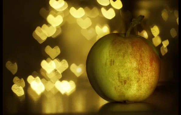 Glare, background, Apple, hearts