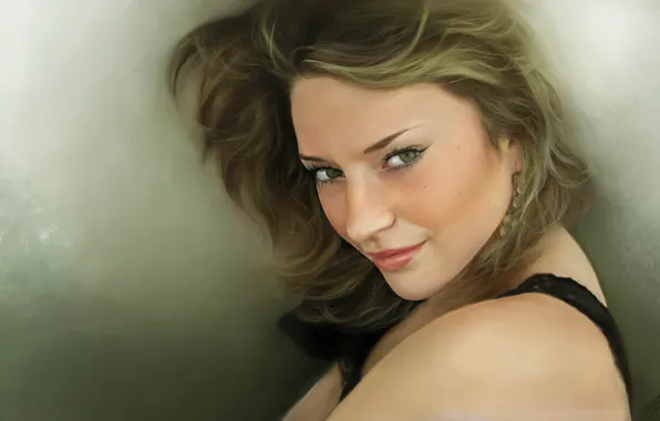 Look, girl, face, art, green eyes