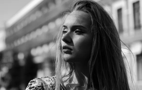 Look, black and white, Portrait of a girl
