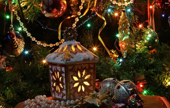 Picture decoration, holiday, toys, tree, lantern