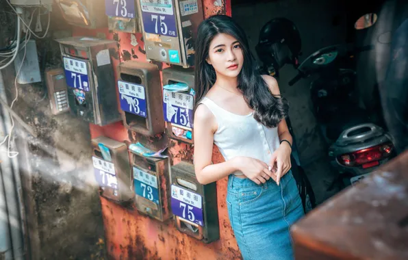 Look, pose, model, skirt, portrait, makeup, Mike, figure