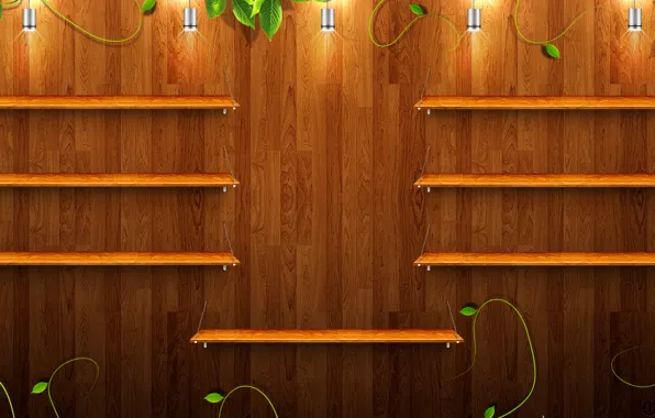 Greens, lamp, tree, texture, shelves