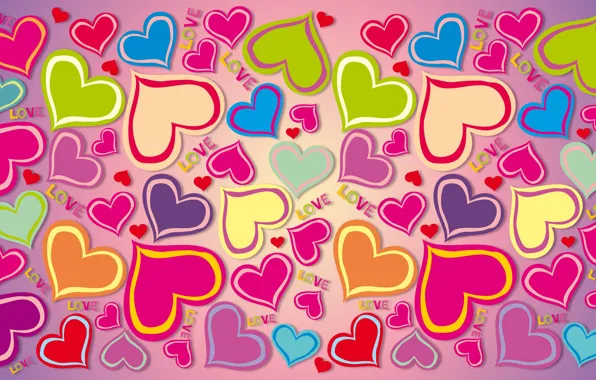 Picture love, colorful, hearts, rainbow, love, background, hearts, gradient