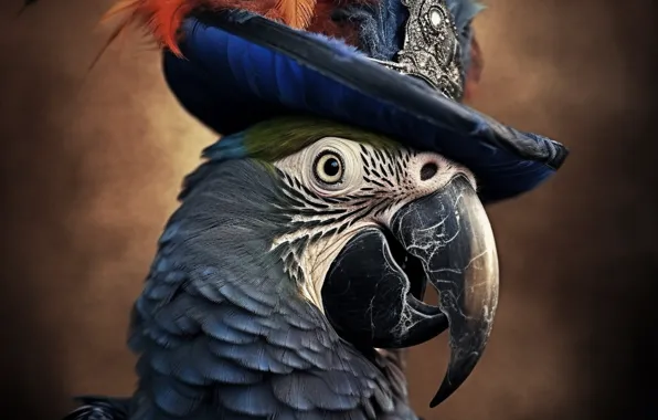 Bird, hat, parrot, image, AI art, neural network