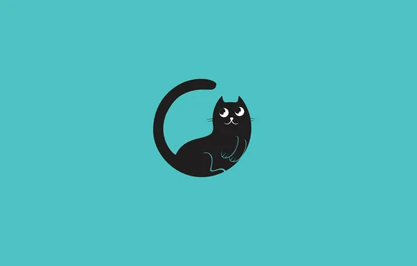 Picture cat, Wallpaper, black, vector, art, muzzle, tail, Emilia Hasanova