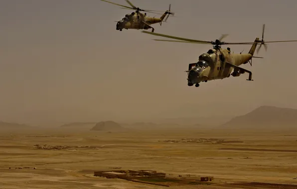 Picture desert, flight, helicopter, mi-35