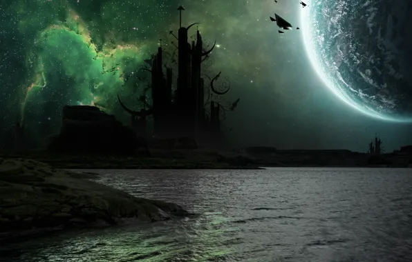 Sea, the sky, stars, the ocean, the moon