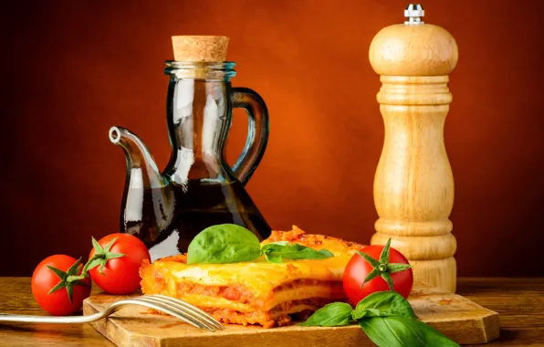Leaves, pitcher, tomatoes, salad, spices, meat, tomato, Baking