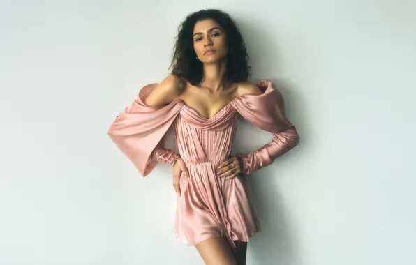 Look, girl, face, pose, photo, pink, dress, beautiful