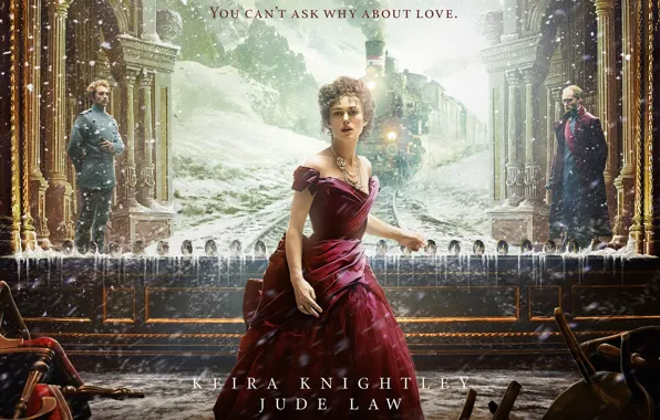 Picture snow, the film, train, Keira Knightley, Jude Law, Anna Karenina
