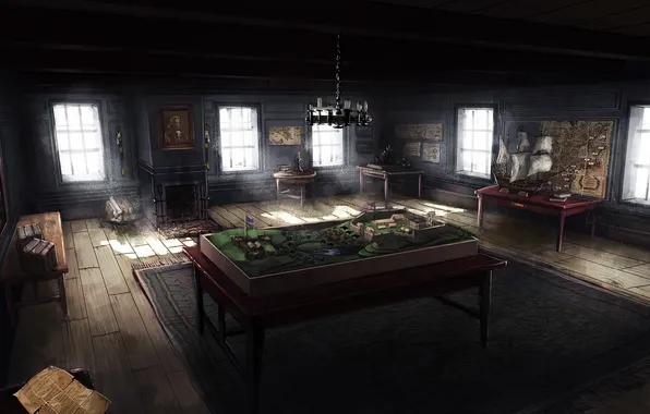 House, room, art, Assassin's Creed III