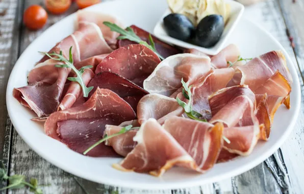 Olives, Meat, Bacon