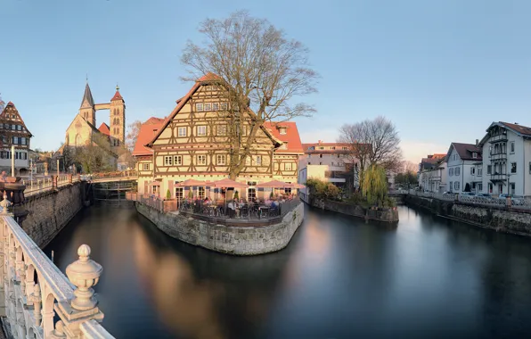 River, people, home, Germany, hdr, Esslingen am Neckar