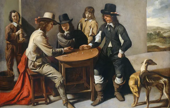 Oil, picture, canvas, Players, genre, Mathieu Lenain