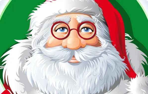 Glasses, Christmas, Costume, Eyes, Background, New year, Santa, Holiday